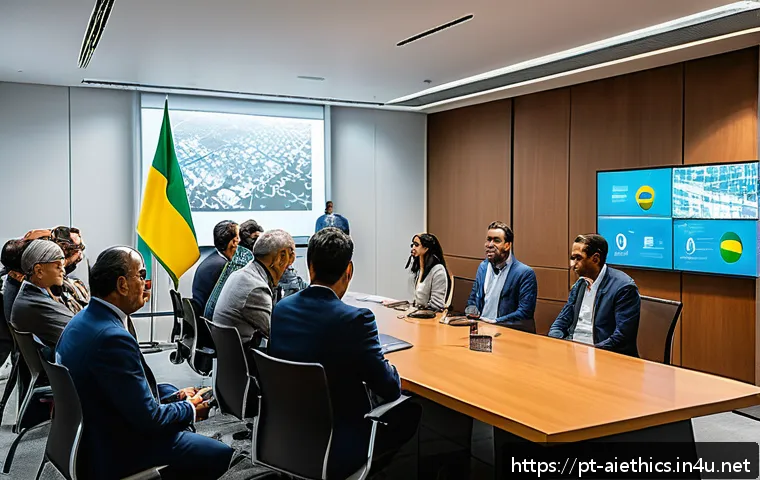 AI 윤리와 AI 윤리적 AI 정부 정책 - A diverse group of Brazilian government officials, technology experts, and civil society representat...