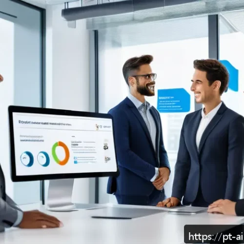 AI 윤리와 AI 채용 시스템 - A modern office scene depicting a diverse group of professional recruiters and candidates interactin...